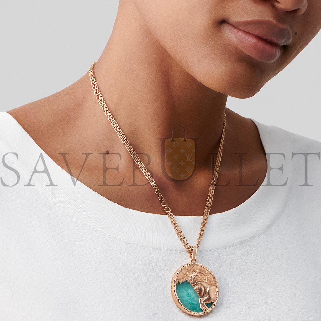 V*N CL*F arpels zodiaque long necklace capricorni (capricorn) - rose gold, amazonite  vcarp9r900